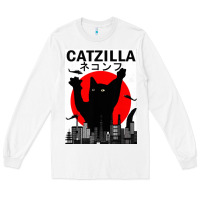 White vintage catzilla japanese sunset style Long Sleeve Tee - artisFamous