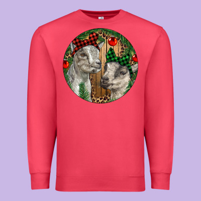 Baby Goats Christmas Premium Sweatshirt Designed By Ranaportraitstore