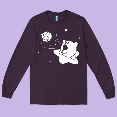 Kirby Gamer Geek Snes Long Sleeve Tee Designed By Artisfamous