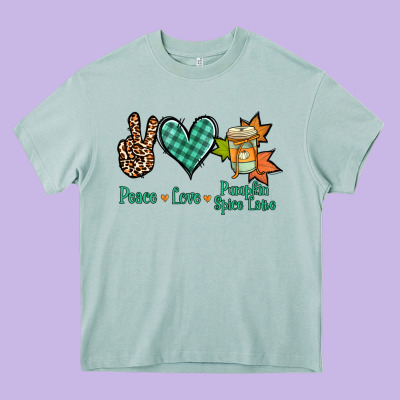 Peace Love Pumpkin Spice Latte Heavy Core Tee Designed By Jasminsmagicworld