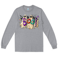 Heather Grey boo Long Sleeve Tee - CowhideDigitalArt