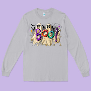 Boo Long Sleeve Tee Designed By Cowhidedigitalart