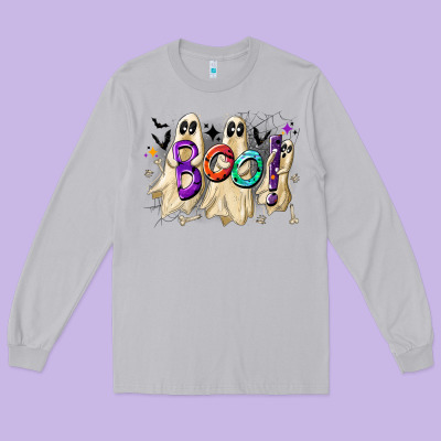 Boo Long Sleeve Tee Designed By Cowhidedigitalart
