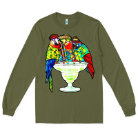 Army Green parrots drinking margarita hawaiian Long Sleeve Tee - artisFamous