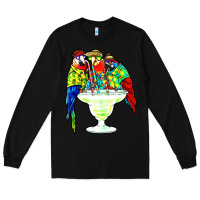 Black parrots drinking margarita hawaiian Long Sleeve Tee - artisFamous