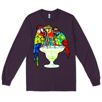 Plum parrots drinking margarita hawaiian Long Sleeve Tee - artisFamous
