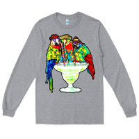 Heather Grey parrots drinking margarita hawaiian Long Sleeve Tee - artisFamous