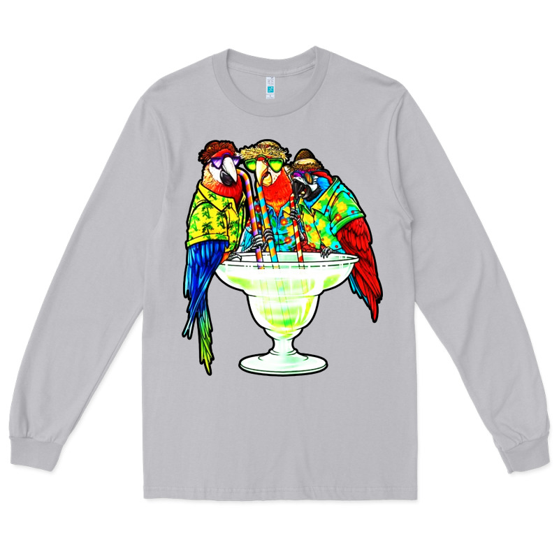 Parrots Drinking Margarita Hawaiian Long Sleeve Tee by artisFamous | Teevron