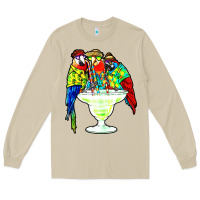 Mushroom parrots drinking margarita hawaiian Long Sleeve Tee - artisFamous