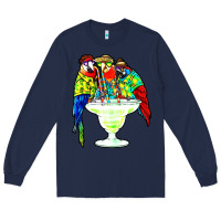 Navy parrots drinking margarita hawaiian Long Sleeve Tee - artisFamous