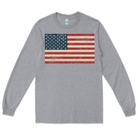 Heather Grey american flag Long Sleeve Tee - artisFamous