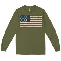 Army Green american flag Long Sleeve Tee - artisFamous