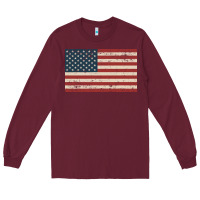 Burgundy american flag Long Sleeve Tee - artisFamous
