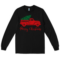 Vintage Red Truck With Christmas Long Sleeve Tee | Teevron