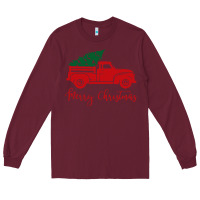 Burgundy vintage red truck with christmas Long Sleeve Tee - artisFamous