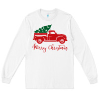 White vintage red truck with christmas Long Sleeve Tee - artisFamous