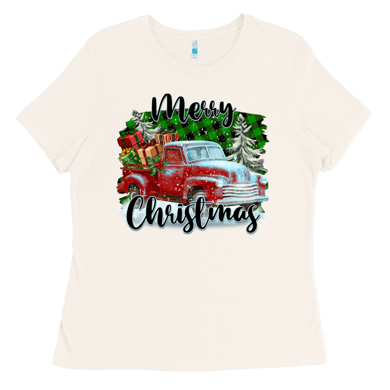 Merry Christmas Truck With Gifts Ladies Tee by FaDigitalArtStudio | Teevron