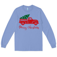 Colony Blue vintage red truck with christmas Long Sleeve Tee - artisFamous