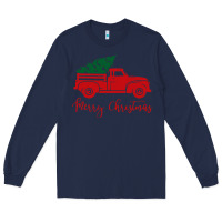 Navy vintage red truck with christmas Long Sleeve Tee - artisFamous