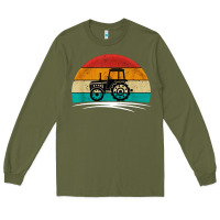 Army Green vintage tractor Long Sleeve Tee - artisFamous