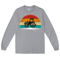 Heather Grey vintage tractor Long Sleeve Tee - artisFamous