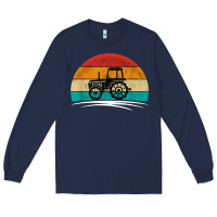 Navy vintage tractor Long Sleeve Tee - artisFamous