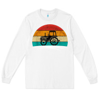 White vintage tractor Long Sleeve Tee - artisFamous