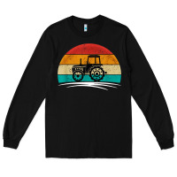 Black vintage tractor Long Sleeve Tee - artisFamous