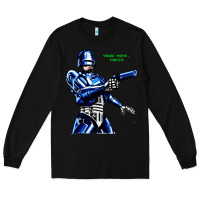 Black 8bit robocop Long Sleeve Tee - artisFamous