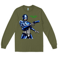 Army Green 8bit robocop Long Sleeve Tee - artisFamous