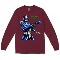 Burgundy 8bit robocop Long Sleeve Tee - artisFamous