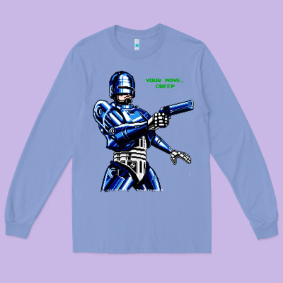 8bit Robocop Long Sleeve Tee Designed By Artisfamous