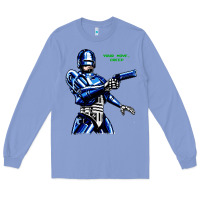Colony Blue 8bit robocop Long Sleeve Tee - artisFamous