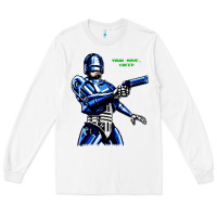 White 8bit robocop Long Sleeve Tee - artisFamous