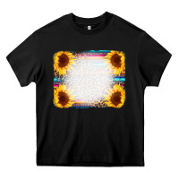 Black Serape Bleached Sunflowers Leopard Background Heavy Core Tee - CowCowDesign