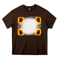 Chocolate Brown Serape Bleached Sunflowers Leopard Background Heavy Core Tee - CowCowDesign