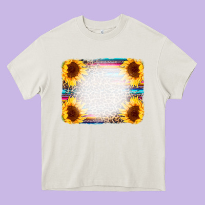 Serape Bleached Sunflowers Leopard Background Heavy Core Tee Designed By Cowcowdesign