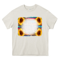 Cream Serape Bleached Sunflowers Leopard Background Heavy Core Tee - CowCowDesign