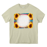Mossy Serape Bleached Sunflowers Leopard Background Heavy Core Tee - CowCowDesign