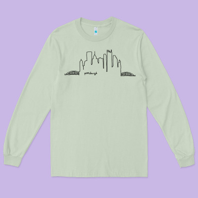 Pittsburgh Skyline City Long Sleeve Tee Designed By Artisfamous