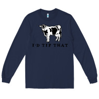 Navy i'd tip that funny cow tipping design Long Sleeve Tee - artisFamous