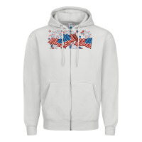 Dove Grey fourth of july american flag Zipper Hoodie - RanaPortraitStore