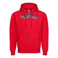 Red fourth of july american flag Zipper Hoodie - RanaPortraitStore