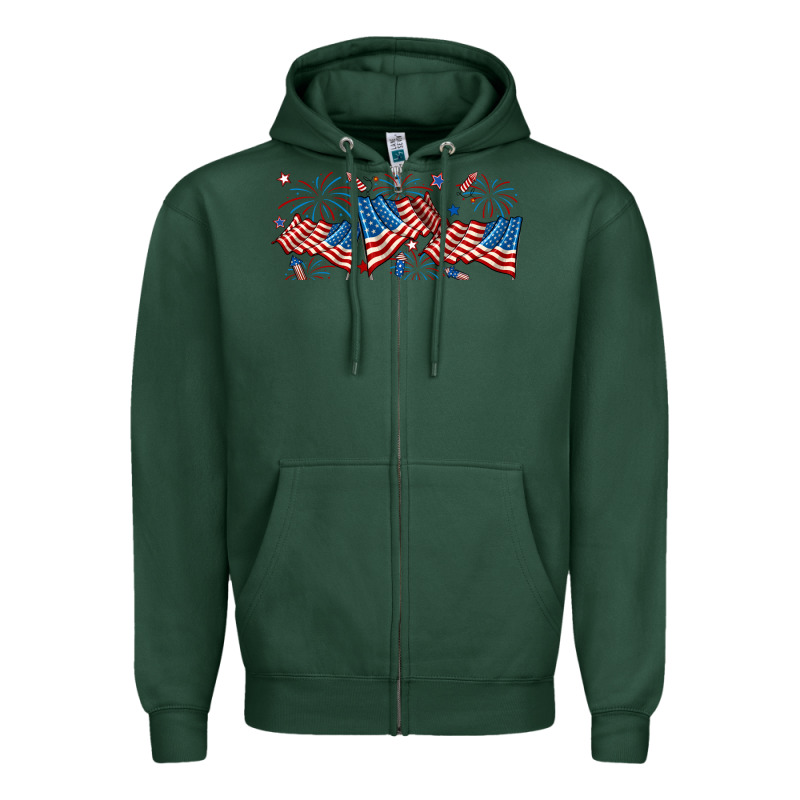 Fourth Of July American Flag Zipper Hoodie by RanaPortraitStore | Teevron