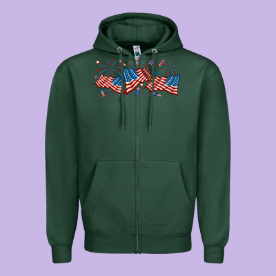 Fourth Of July American Flag Zipper Hoodie Designed By Ranaportraitstore