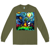 Army Green starry night print van gogh parody Long Sleeve Tee - artisFamous