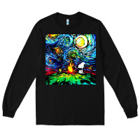 Black starry night print van gogh parody Long Sleeve Tee - artisFamous