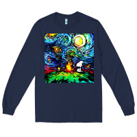 Navy starry night print van gogh parody Long Sleeve Tee - artisFamous