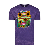 Cloud Purple New Mexico Map Sunflower Cactus Serape Vintage Tee - RanaPortraitStore