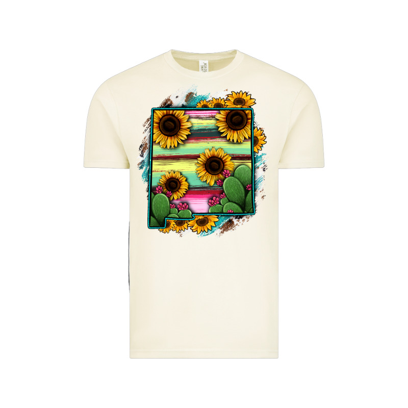 New Mexico Map Sunflower Cactus Serape Vintage Tee by RanaPortraitStore | Teevron